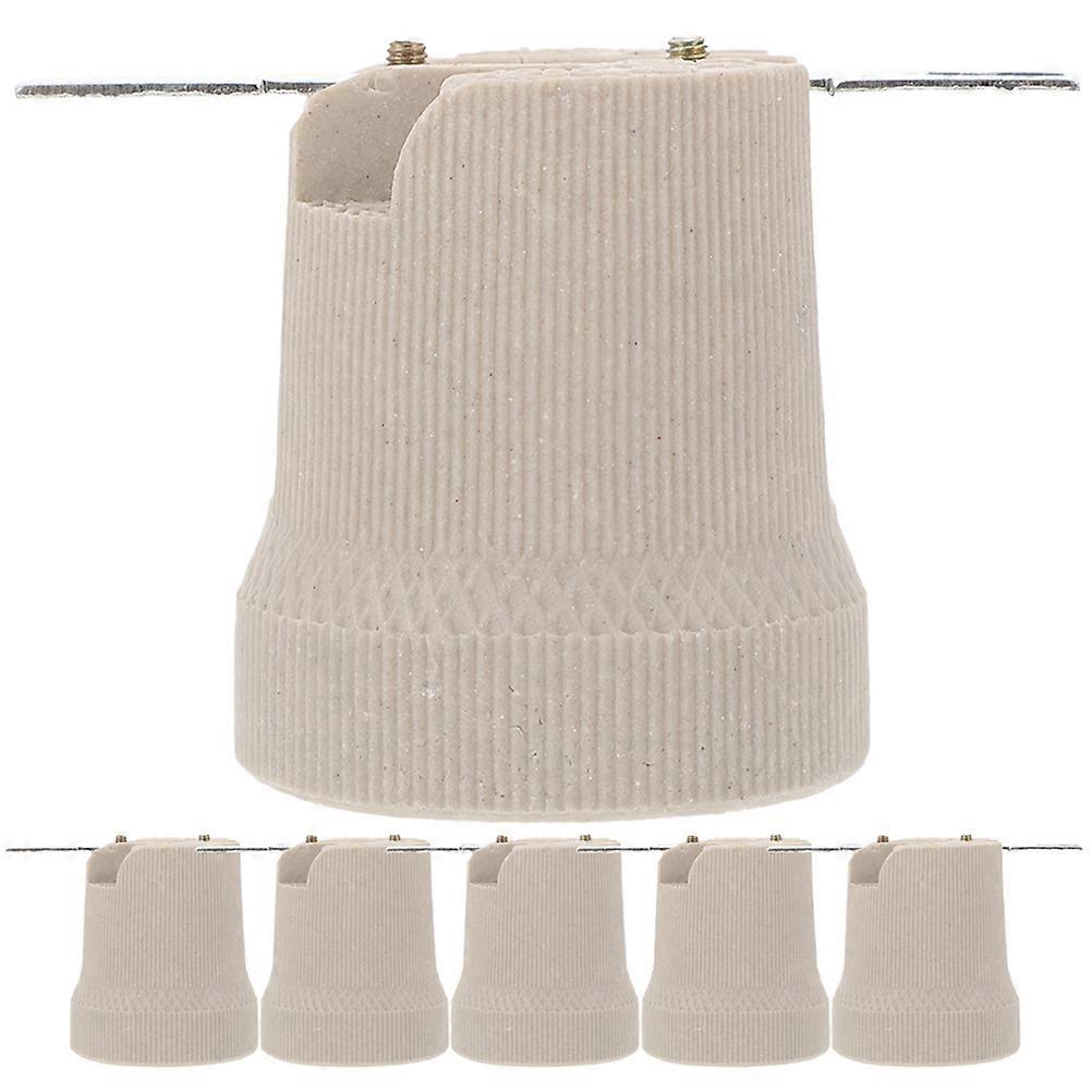 6pcs E27 Ceramic Lamp Holder Chandelier Light Bulb Socket Candelabra Socket Replacement Beige