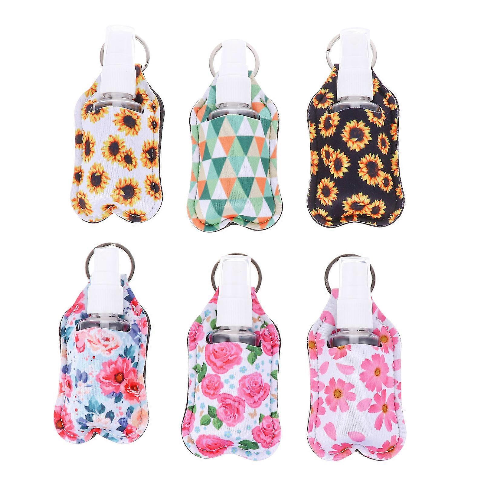 Refillable Bottle Keychain Holders for Liquid Dispense 6Sets Kit