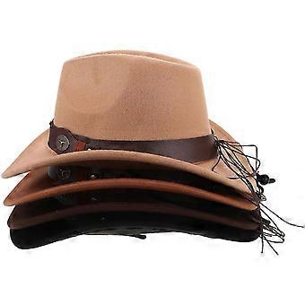 4pcs Western Cowboy Hat : Chapeau de soleil de couleur unisexe pour hommes et femmes - Chapeau Fedora à large bord - Parfait pour les activités de plein air