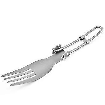 Titaniums Folding Toothed Spoon Forks Multipurpose Reuseable Flatware for Travel Picnic