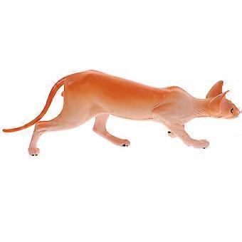 Orange Hairless Cat Statue Small Cat Ornament for Kids Playing 4Pcs