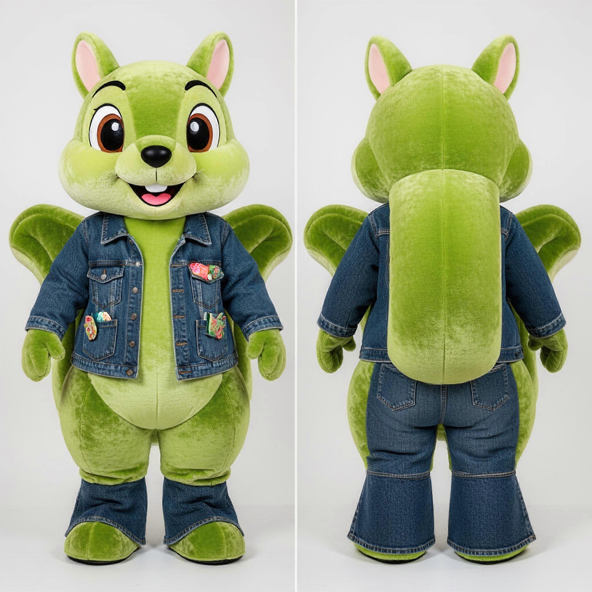 MASTICOT Lime Green Cartoon Flying Squirrel Mascot