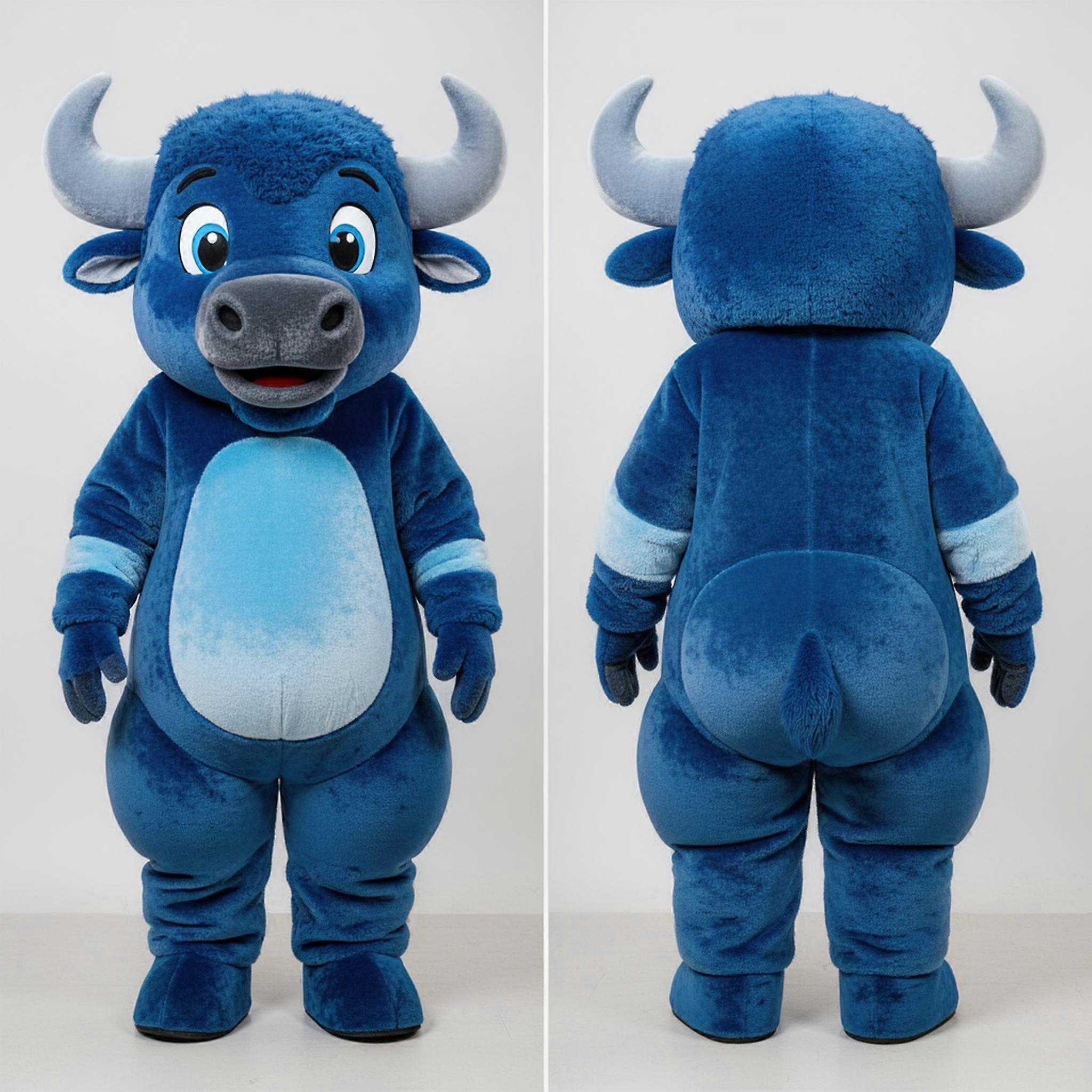 MASTICOT Sky Blue Plush Padded Bison Mascot
