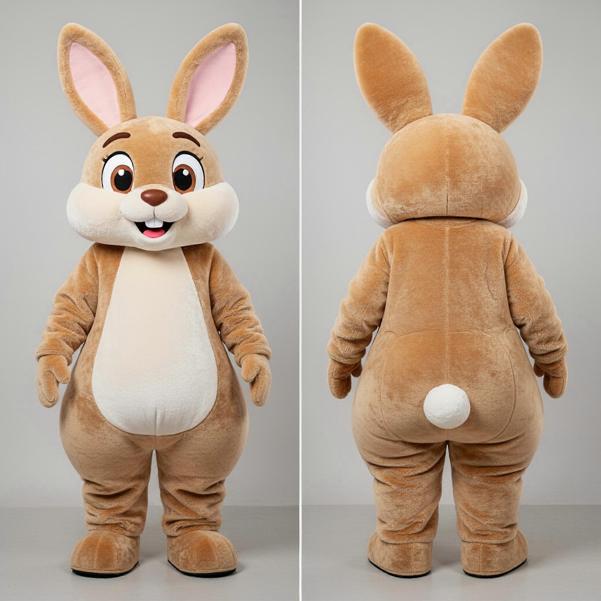 MASTICOT Tan Fluffy Eared Rabbit Mascot