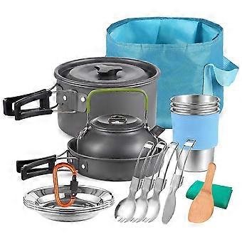 TOMSHOO 22pcs Kit de bagunça de panelas de acampamento Camping Panela e frigideira Conjunto de cozinha Acampamento ao ar livre Caminhadas Mochila Equipamento de sobrevivência