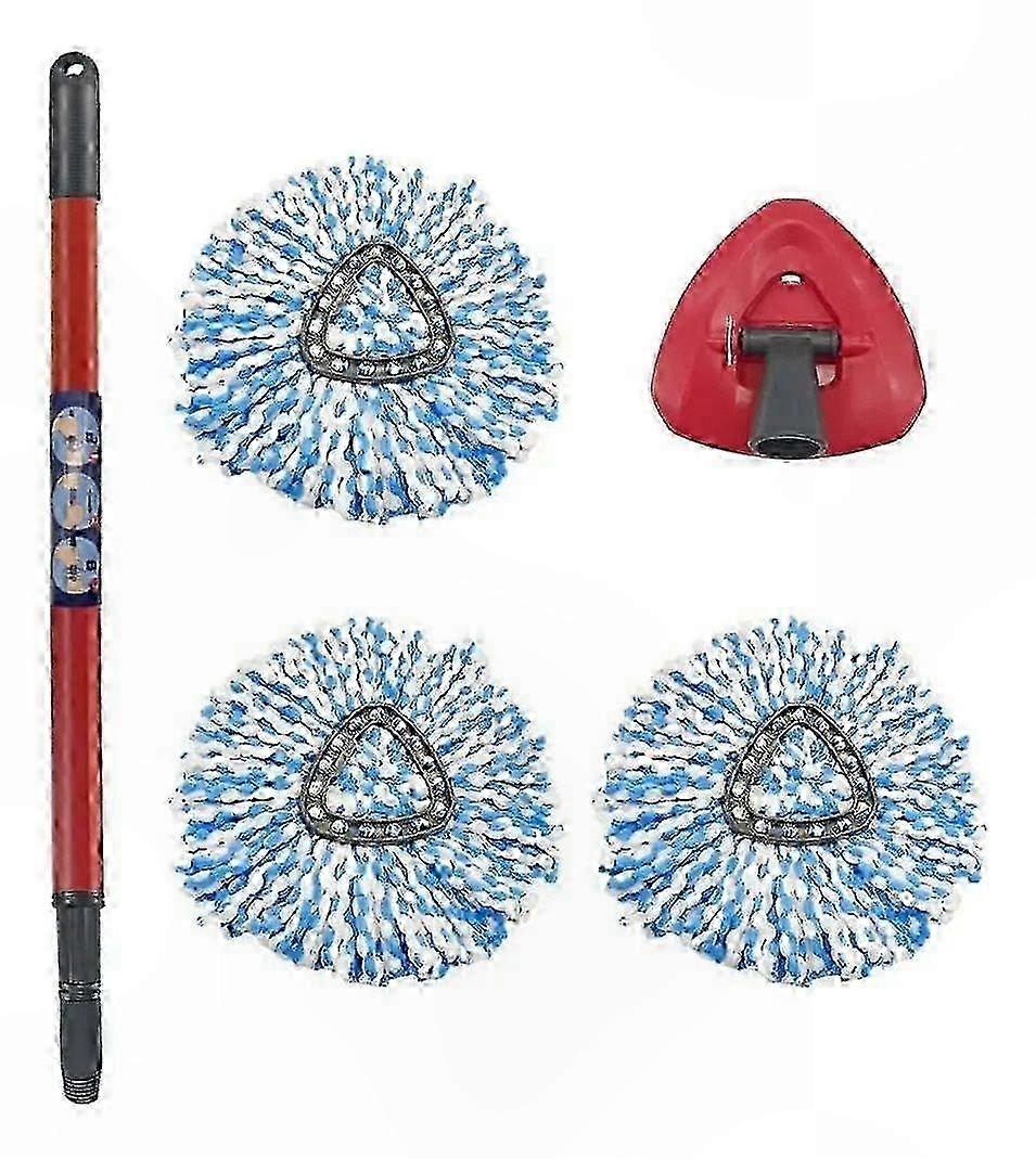 Triangle Spin Mop Replacement Head and Adjustable Handle Set, 22-49 Inch, Compatible with O-Cedar RinseClean 2-Tank System, Durable Plastic Base