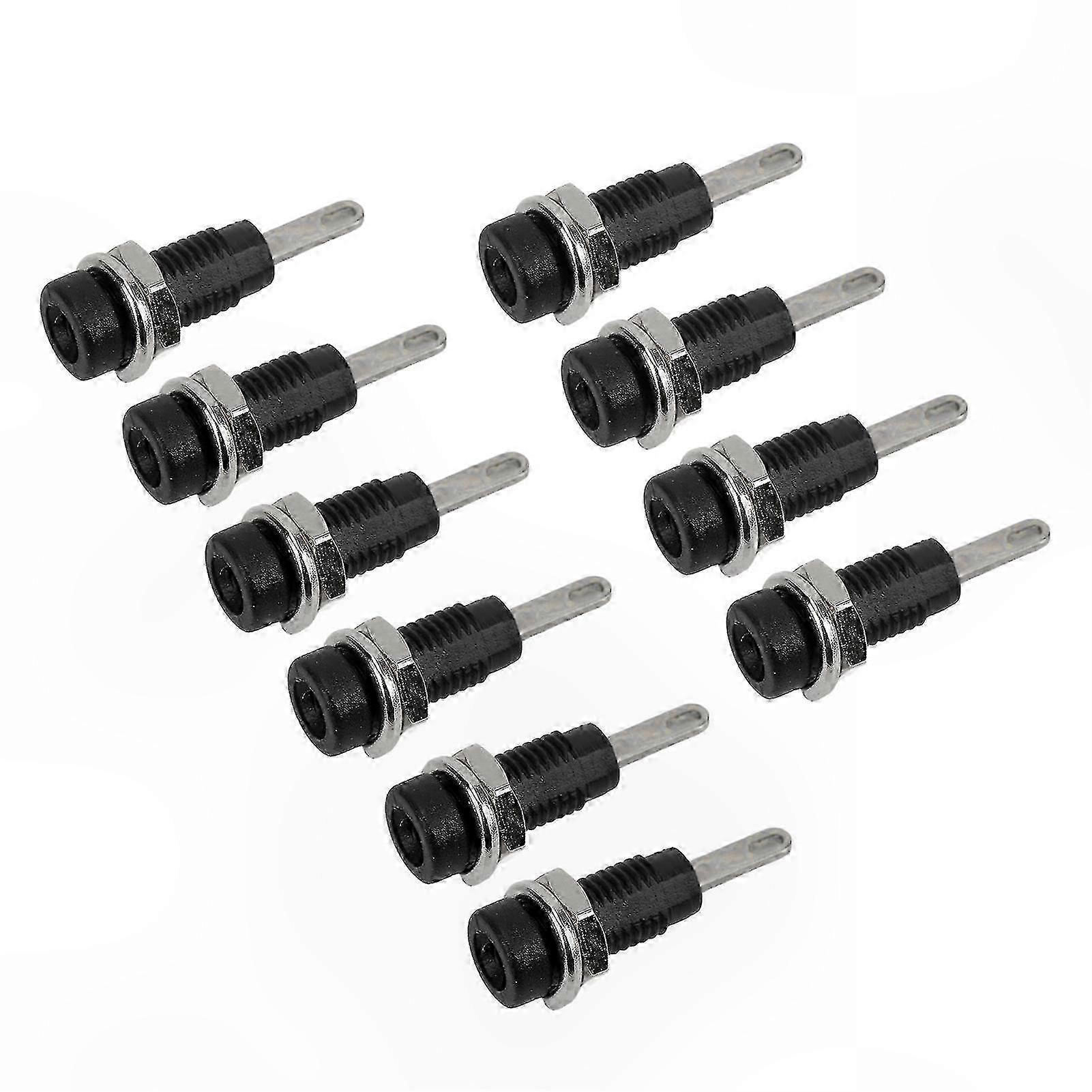 10Pcs J.40003 2mm Banana Jack Panel Socket Extended Post Plug Adapter compatible with Electronic Instruments Black