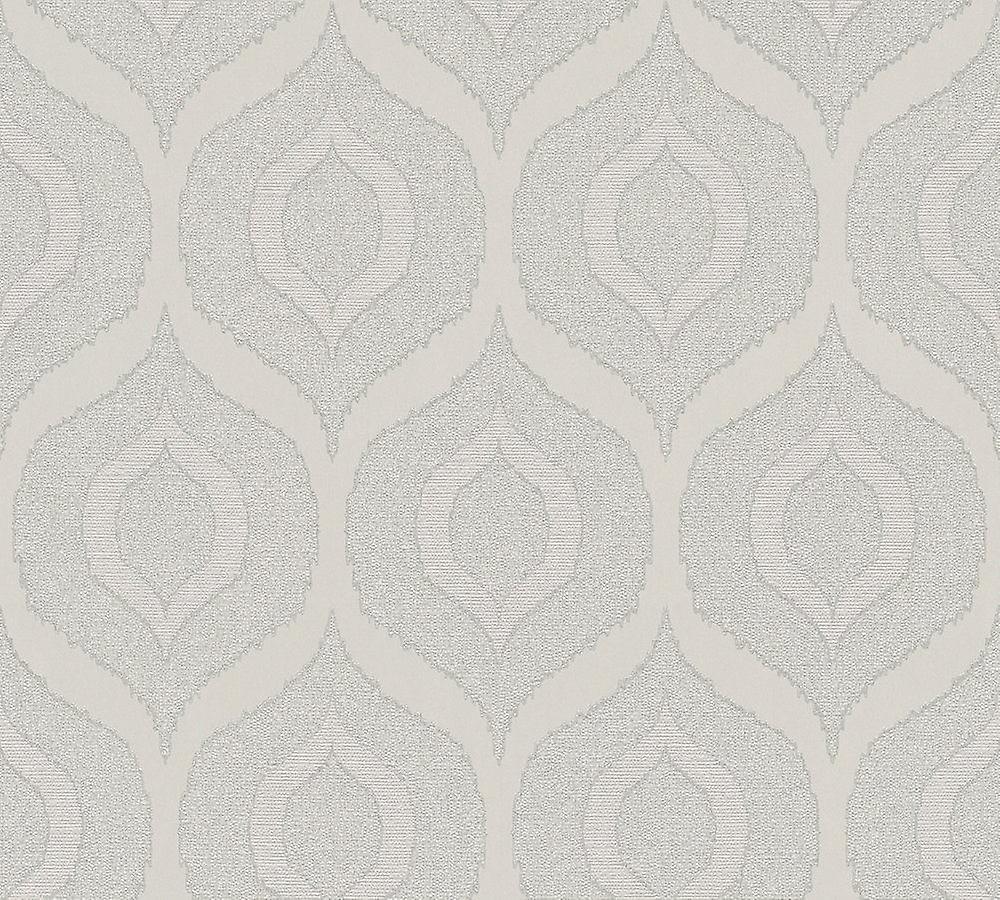 Light Grey Geometric Pattern Silver Glitter Metallic Vinyl Wallpaper Embossed