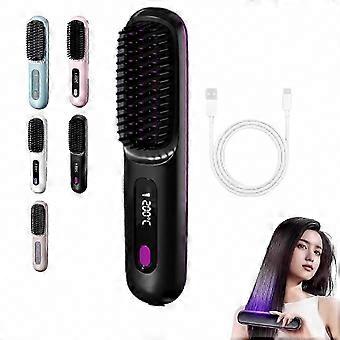 Cordless Volumizing Hair Brush Heated Styler for Short Hair, 3 Heat Settings, 20s Quick Heat, LED Screen, USB-C, Travel-Friendly SZTCLV