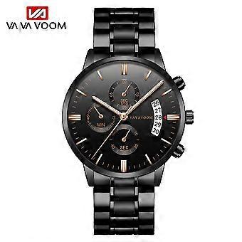 VA VA VOOM Klokke Kalender Quartz Forretningsklokker Ny Design Rustfritt Stål Armbåndsur For Herrer