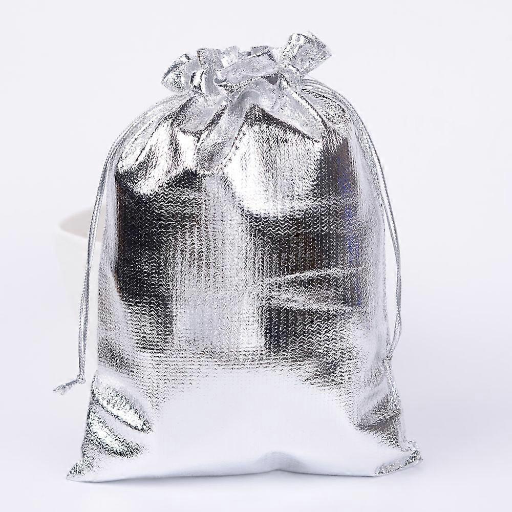 100pcs Organza Bags Rectangle Silver 18x13cm