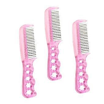 3-delige pruikborstelset voor synthetische pruiken en metalen kam met antistatische styling en comfortabele grip.