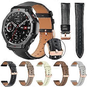 xDfind Uhrenarmband aus roségoldenem Leder mit schwarzem Haifischmotiv und feiner Narbung (vegan) für Amazfit T-Rex 3