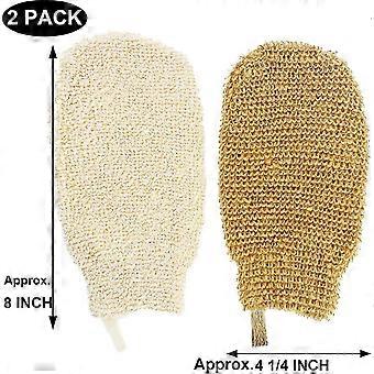 Shower Exfoliating Bath Gloves - Ramie and Jute Fiber Bath Mitts Washcloths and Body Scrubbers for Women and Men