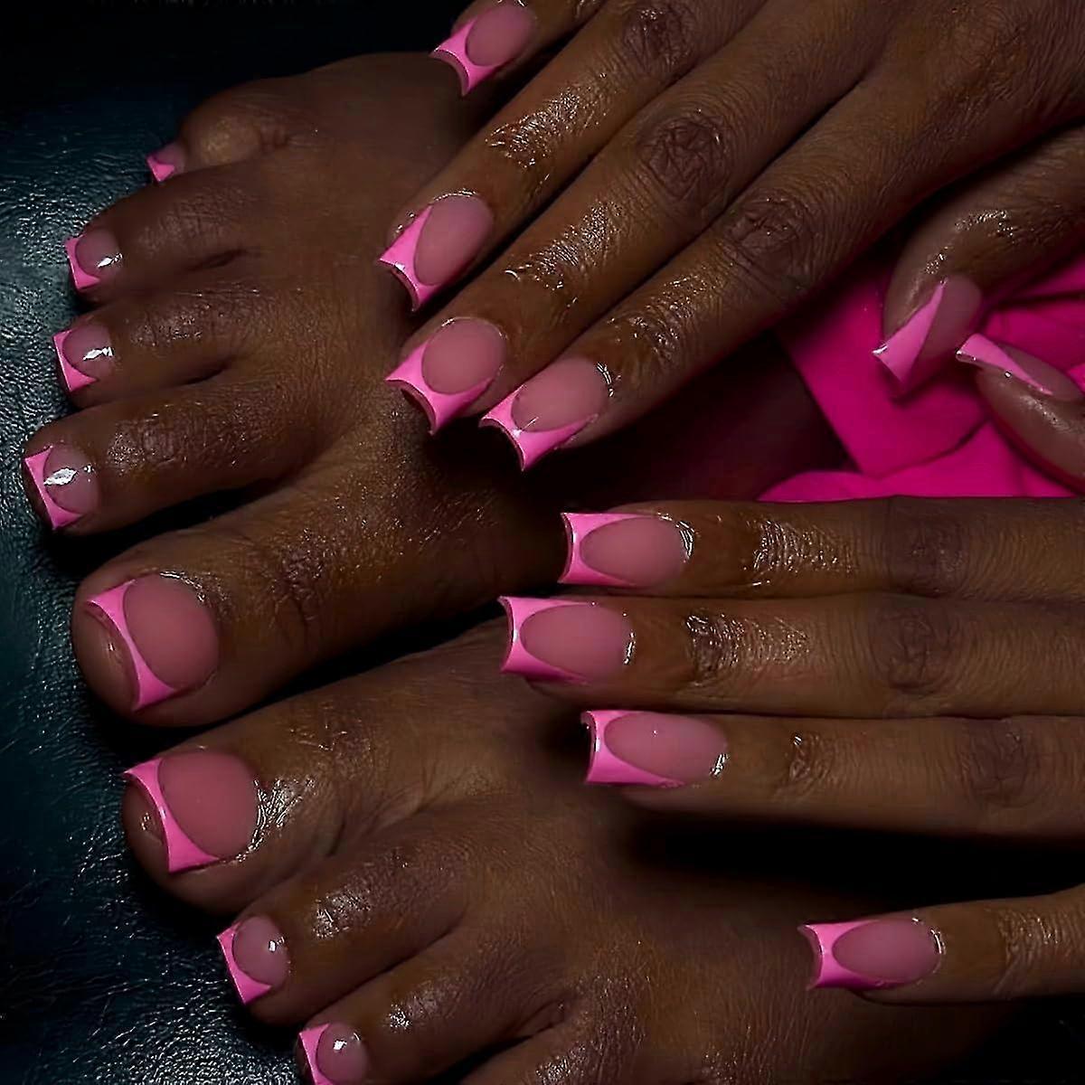Medium Square French Tip Press On Nails