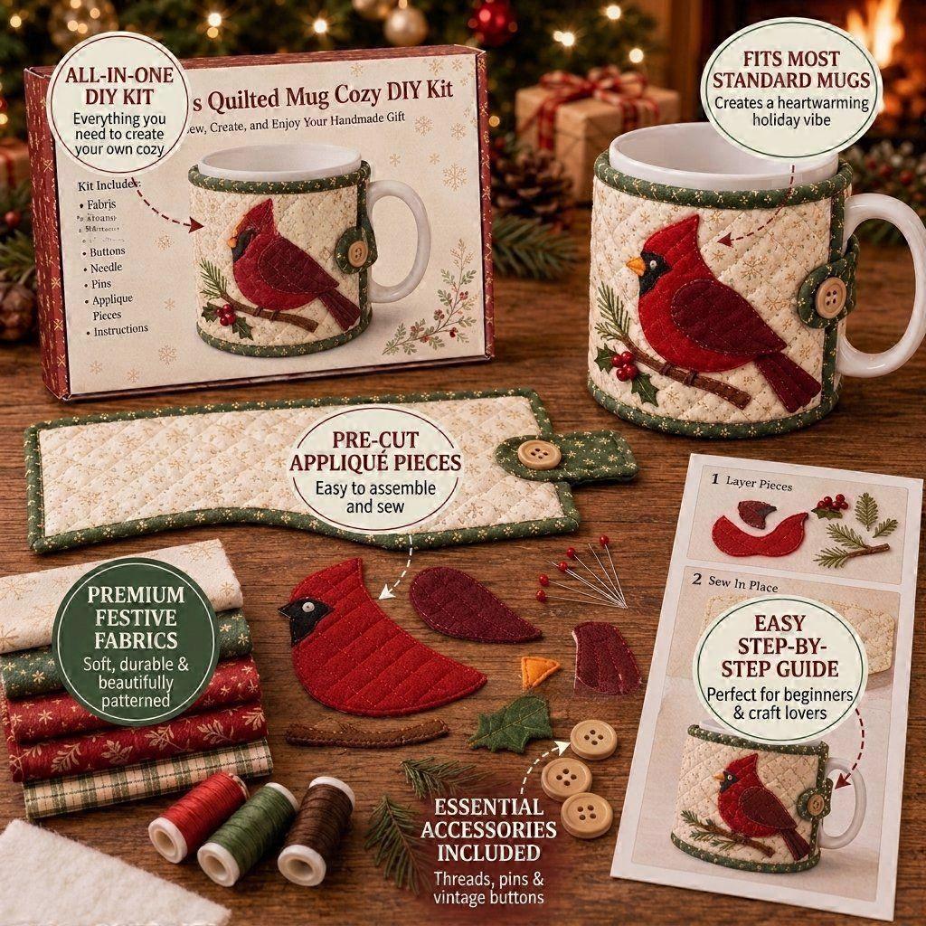 Christmas Quilted Mug Cozy Sewing DIY Kit