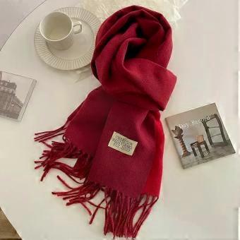Women's luxury brand cashmere scarf, tassel headscarf, shawl - burgundy [XR]