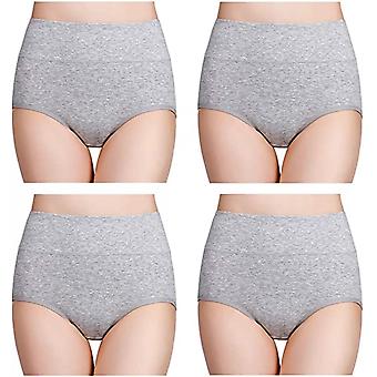 Veeki Women's High Waisted Cotton Underwear Ladies Soft Full Briefs Panties Pack Of 4, Gray, 3xl