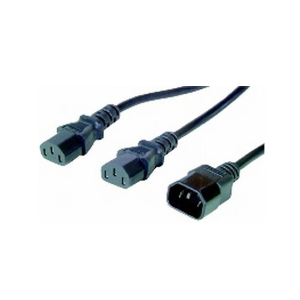 International Electrotechnical Commission Mains Plug To 2 Sockets Cable 2m