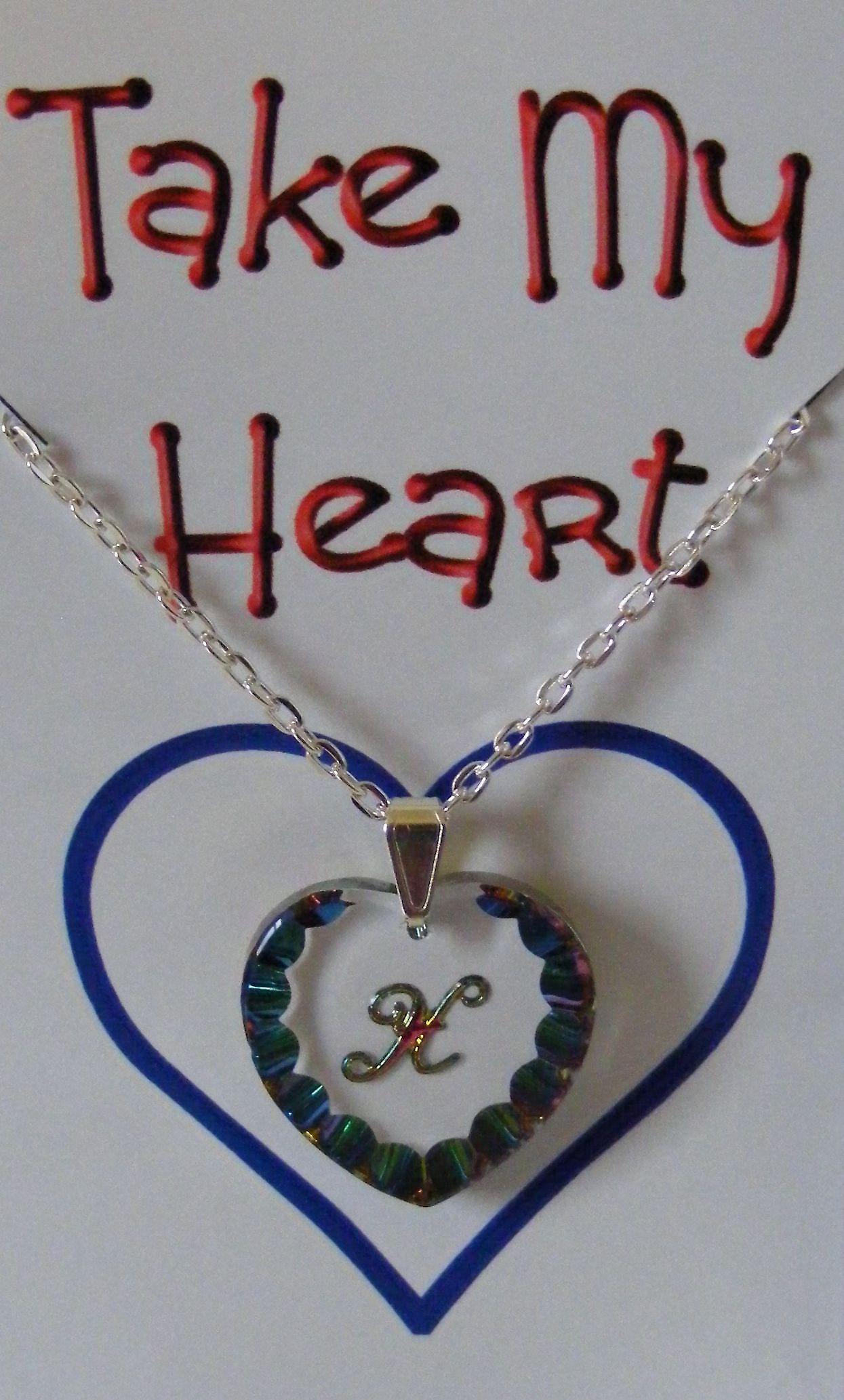 Heliotrope Initial Heart Crystal Pendant Necklace - x