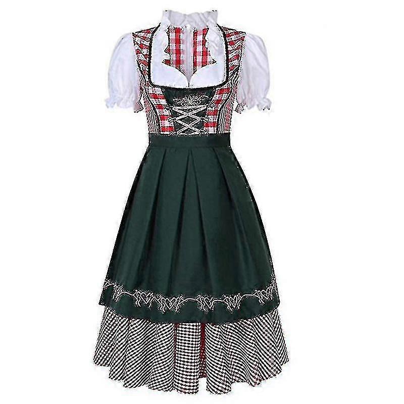 thumbnail image 1 of FeiKong Disfraz tradicional de Oktoberfest para mujer, vestido Dirndl de cervecera alemana con delantal, vestido de fiesta de disfraces, tallas XS a 6XL, 1 of 5
