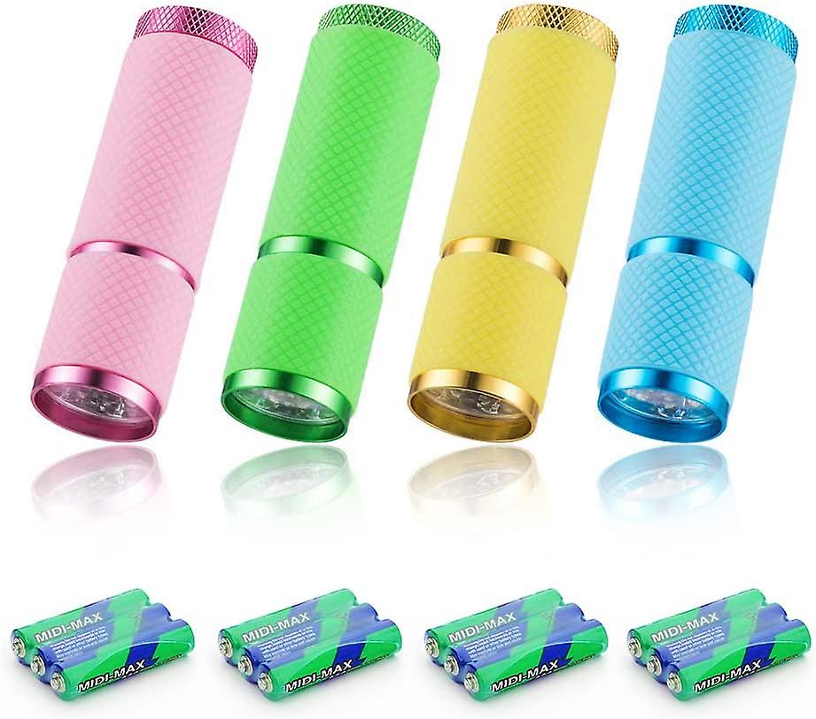4 Pcs Led Flashlight, Mini Flashlight with Fluorescent Handle for