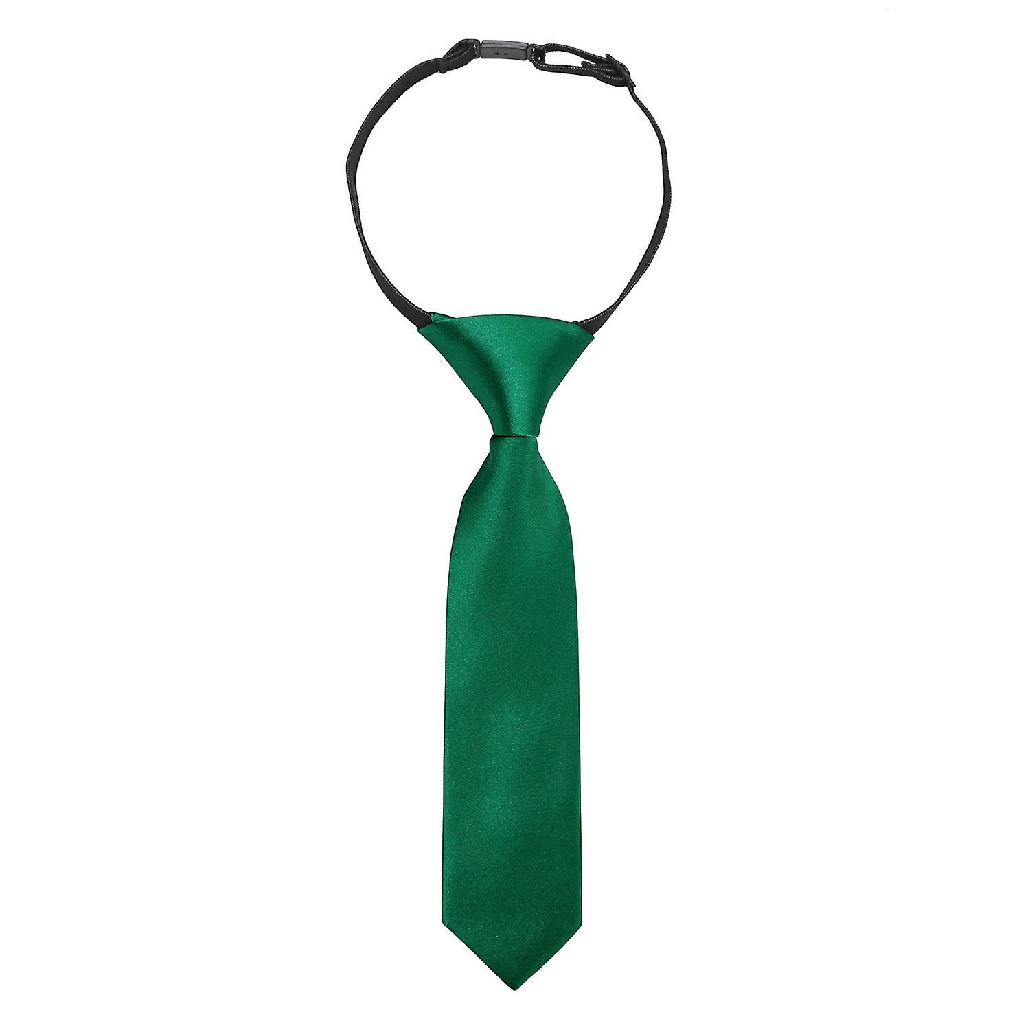 Emerald Green Plain Satin Elasticated Tie For Boys