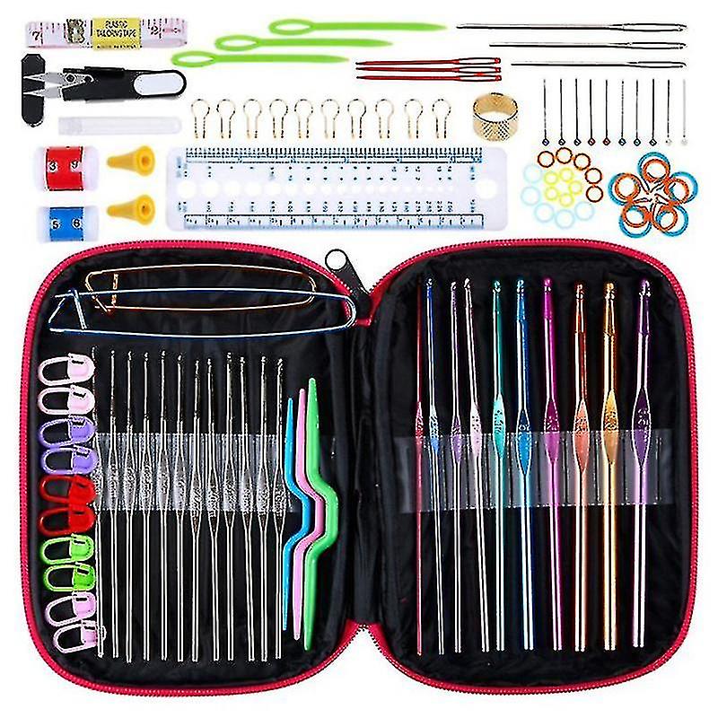 100pcs Crochet Hooks Set Full Set Knitting Needles Hook Knit Diy Kit With Bag