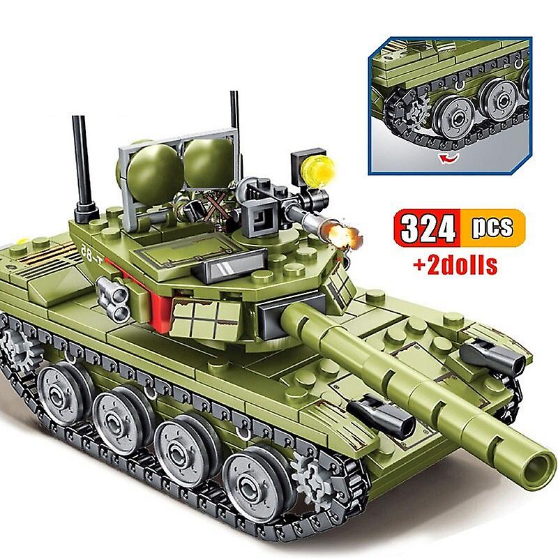 324pcs Military Tank Main Battle Series Weapon Ww2 Building Blocks -85 Tank Army City Enlighten Bricks Toys For Children Boy