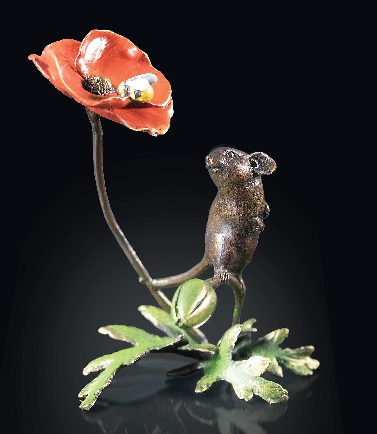 Mouse With Honey Bee And Poppy Figurine