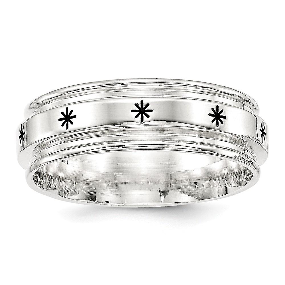 925 Sterling Silver Polished Flat Band 7mm Enamel Fancy-Band Ring-Band Style-Ring for Women and Men - Ring Size: 9 to 13