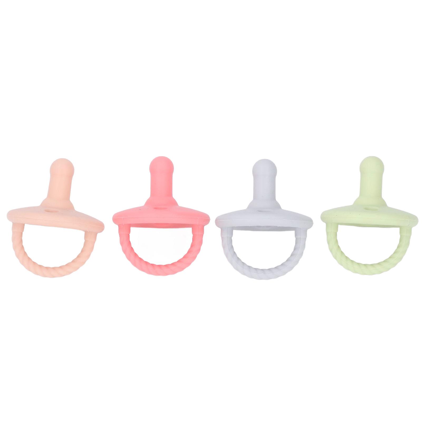 Lot de 4 tétines en silicone pour bébé, texture peau, effet tétine, réduction de la pression au palais