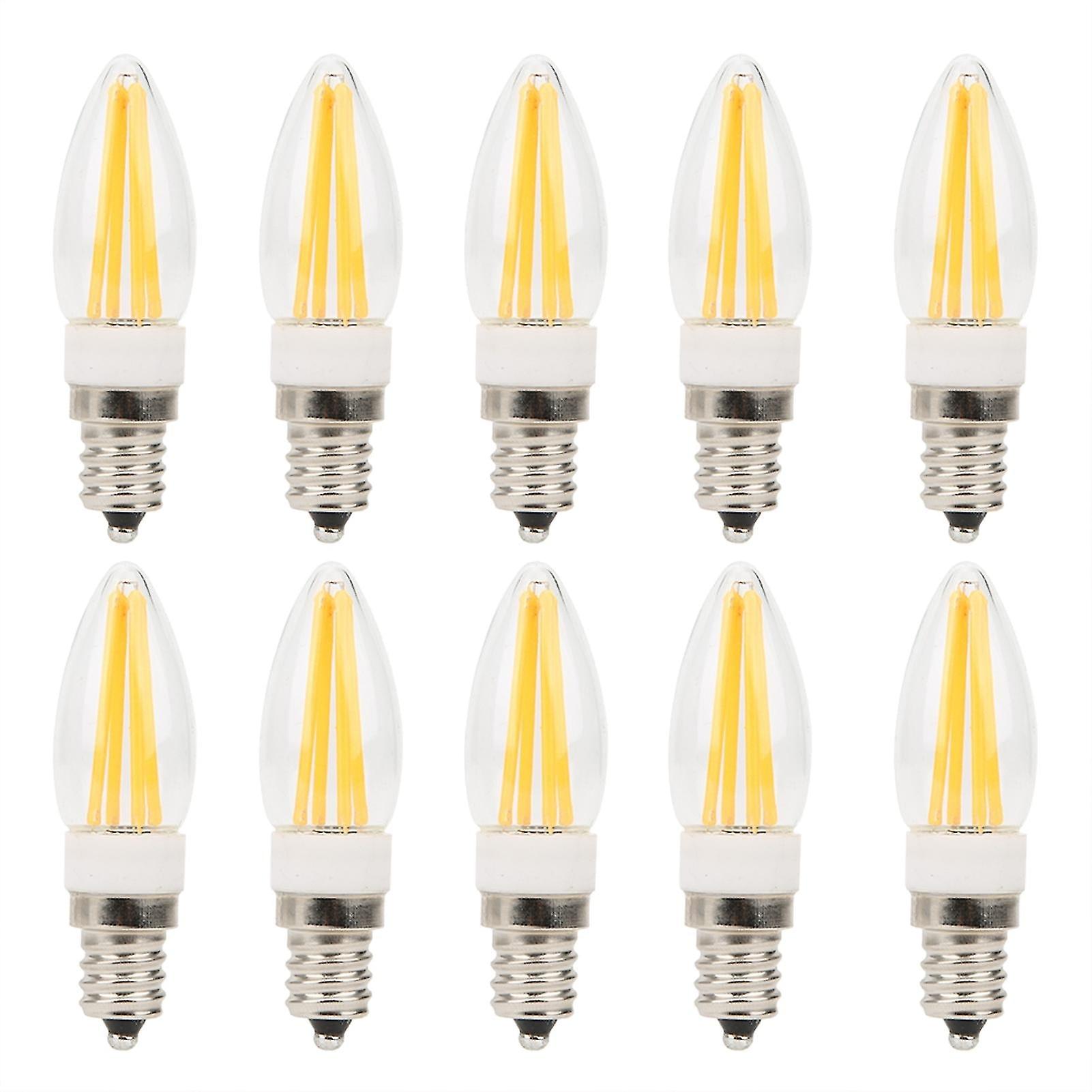 10Pcs E12 Long Filament Light Bulbs 3w Ac110v Chandelier Ceiling Lamp Bulb Warm White