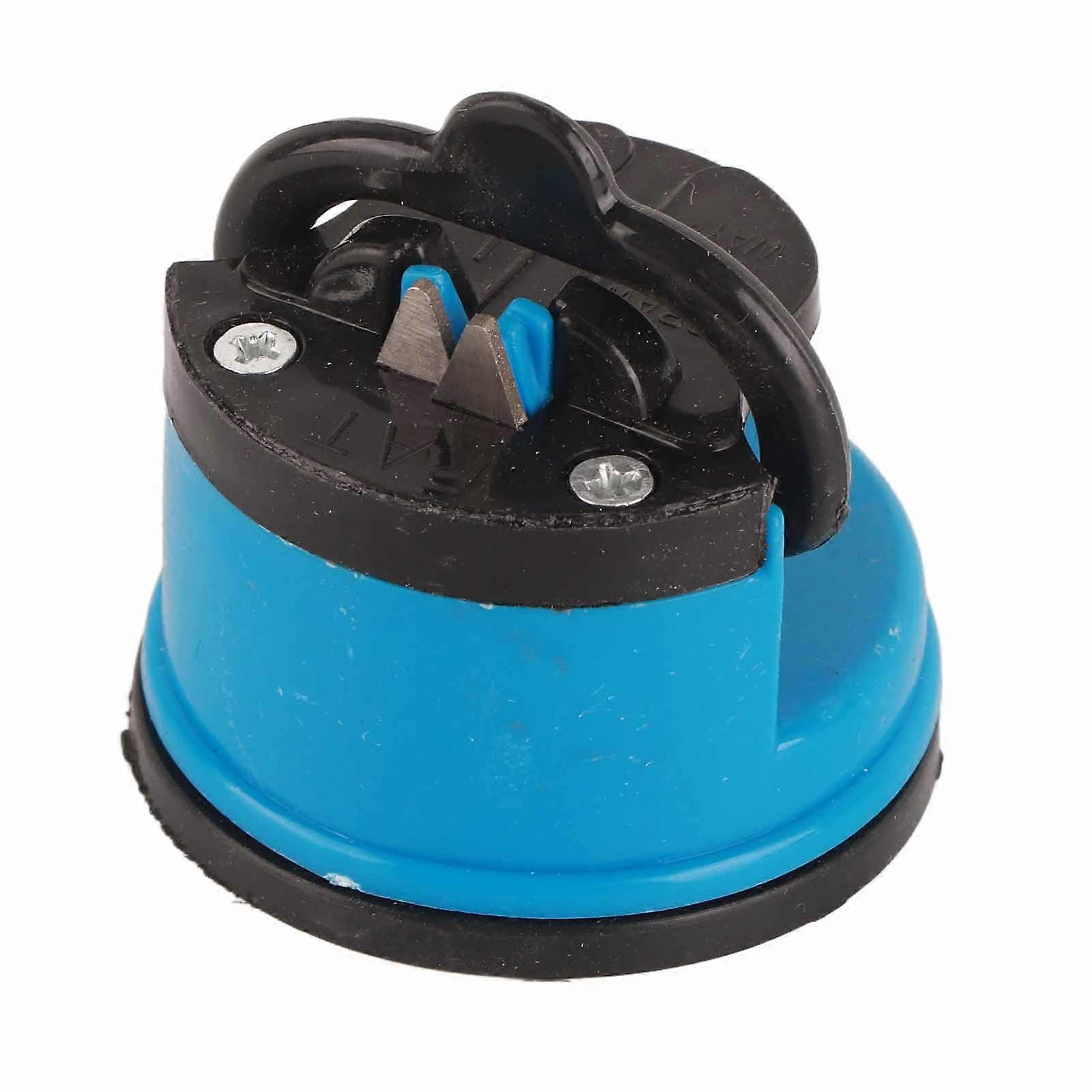 Manual Knife Sharpener, Scissor Sharpener, Knife Sharpening Tool with Suction Cup for Kitchen, Blue