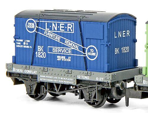 Peco NR-23 LNER Conflat with Container N (1/148 - 1/160) Plastic Painted Wagons - ready made [N] Scale model