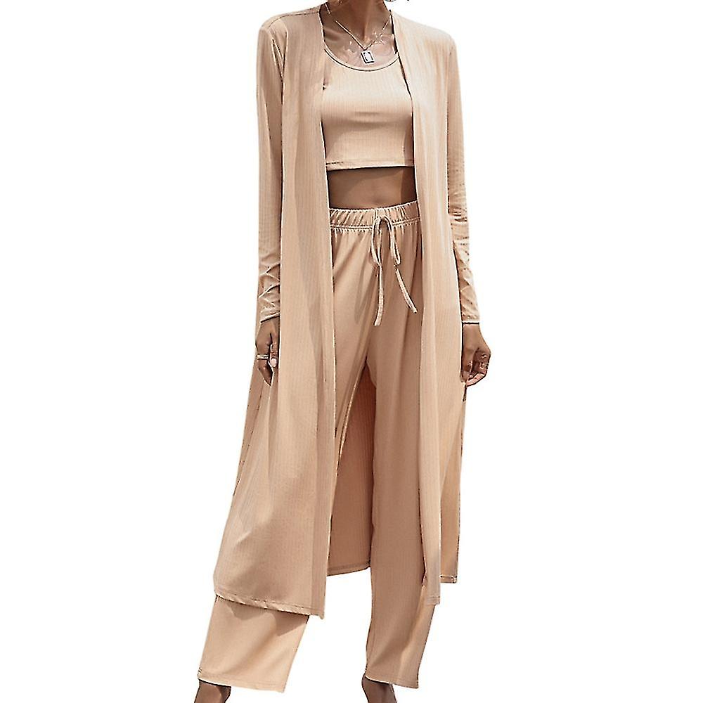 Casual Loose Fashion Style Vest Wide Leg Three Piece Set