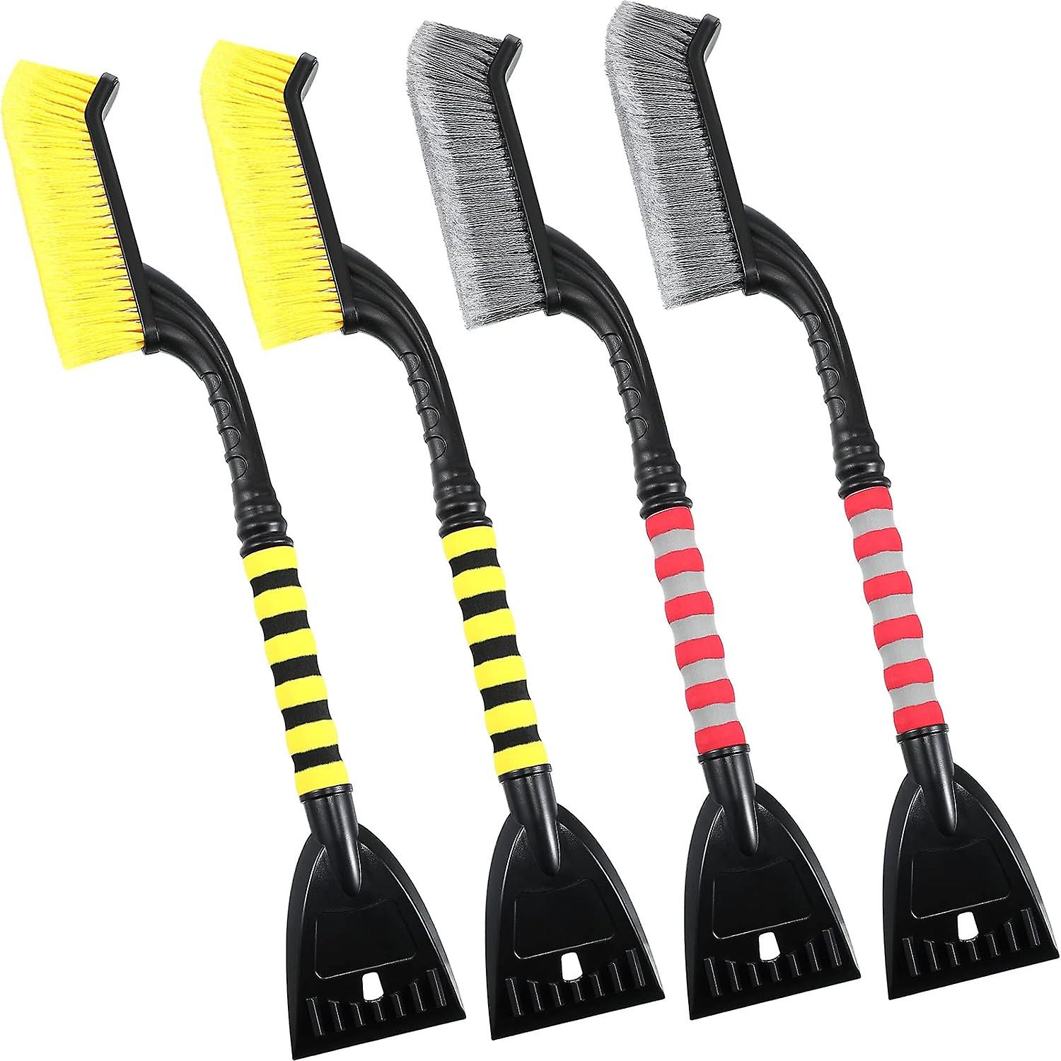 4 Pack 27" Snow Brush and Ice Scrapers for Car Windshield Detachable Car Snow Scraper and Brush with Ergonomic Foam Grip