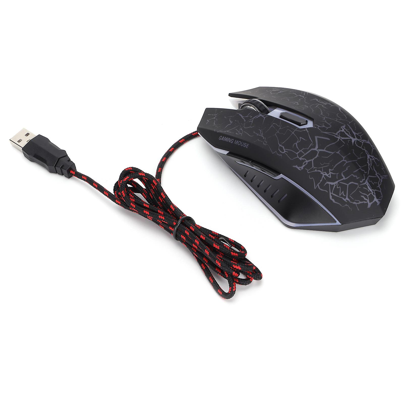 Wired Gaming Mouse USB Port Ergonomic 3200 DPI Adjustable RGB Optical Computer AccessoriesBlack