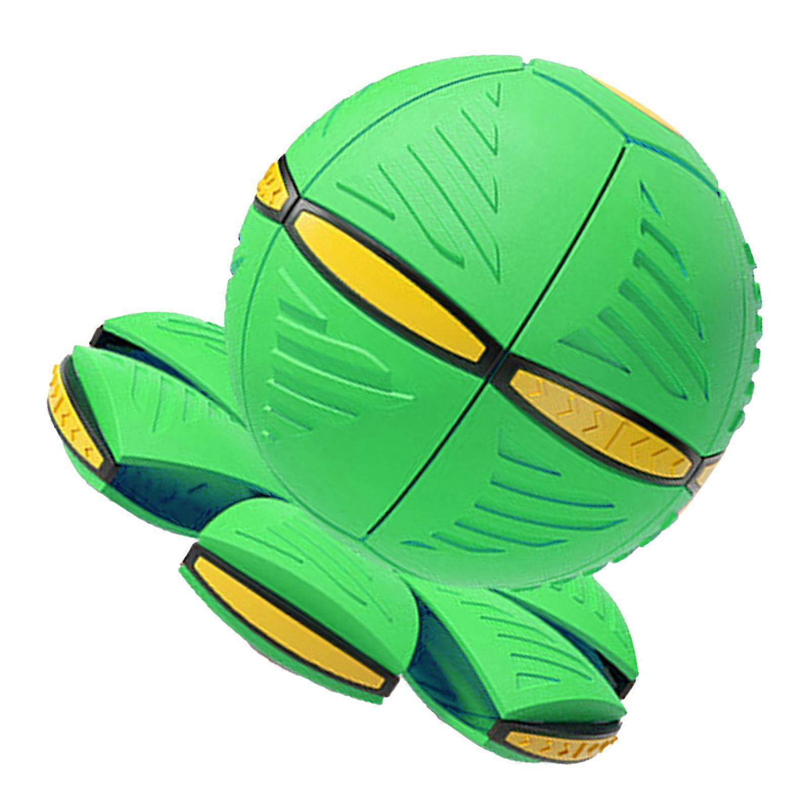 Flying Saucer Ball Magic Deformation Ball with Light Decompression Flying Flat Throw Disc Balls Parent Child Interactive Toy with Light Green 