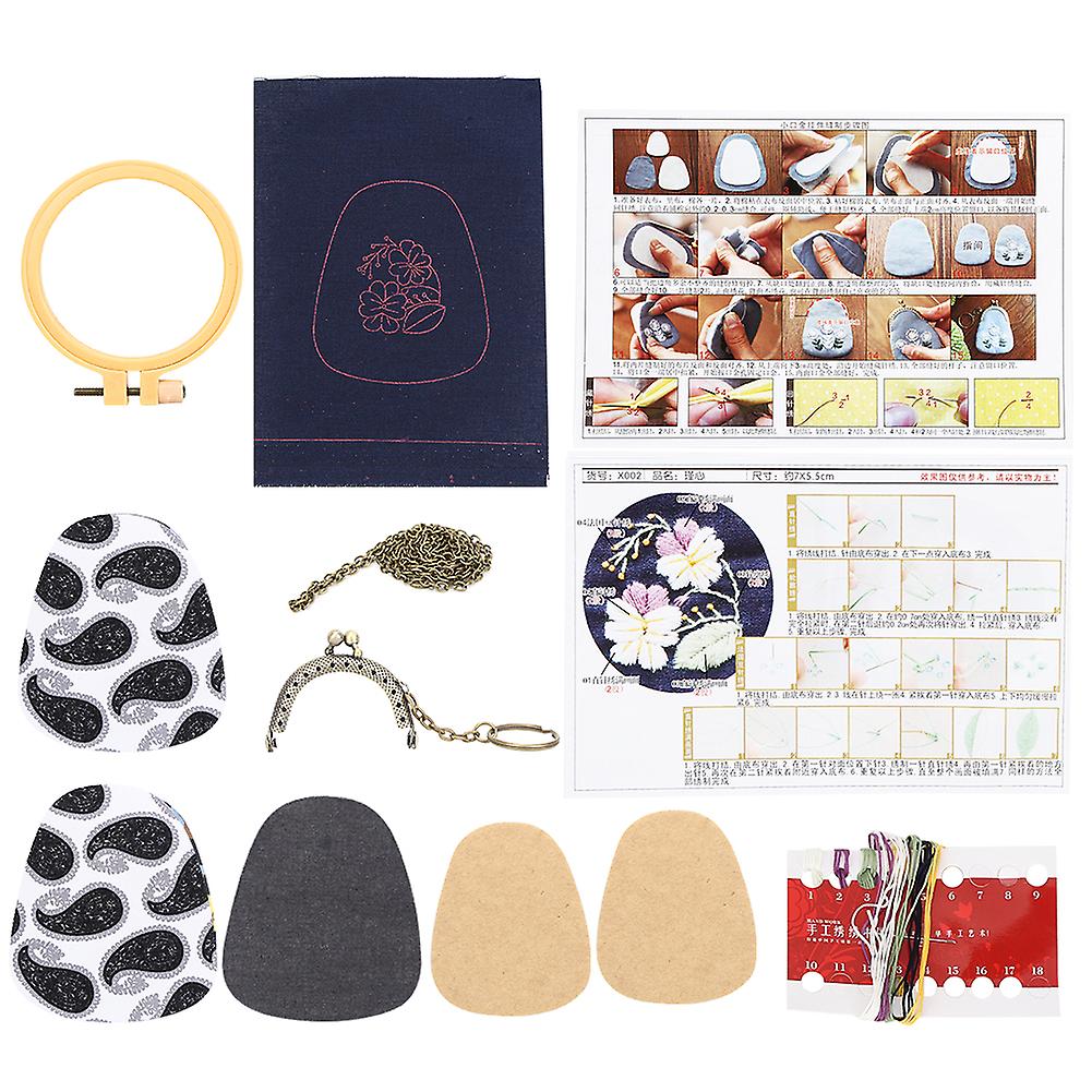 Kit de broderie de fleurs pour sac en tissu, porte-clés, point de croix, outil de couture, style B