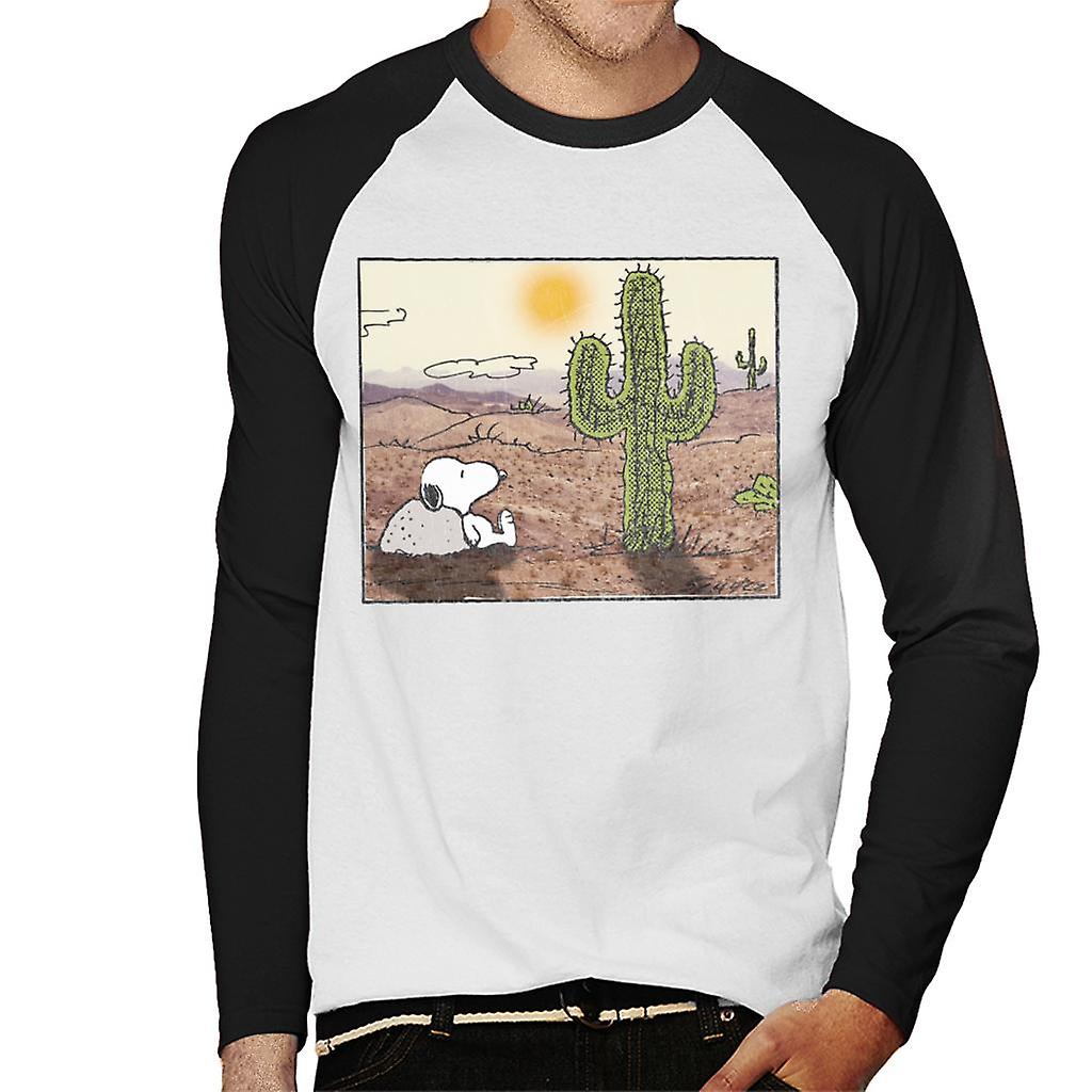 Peanuts Snoopy Cactus In The Desert Men's Baseball Long Sleeved T-Shirt