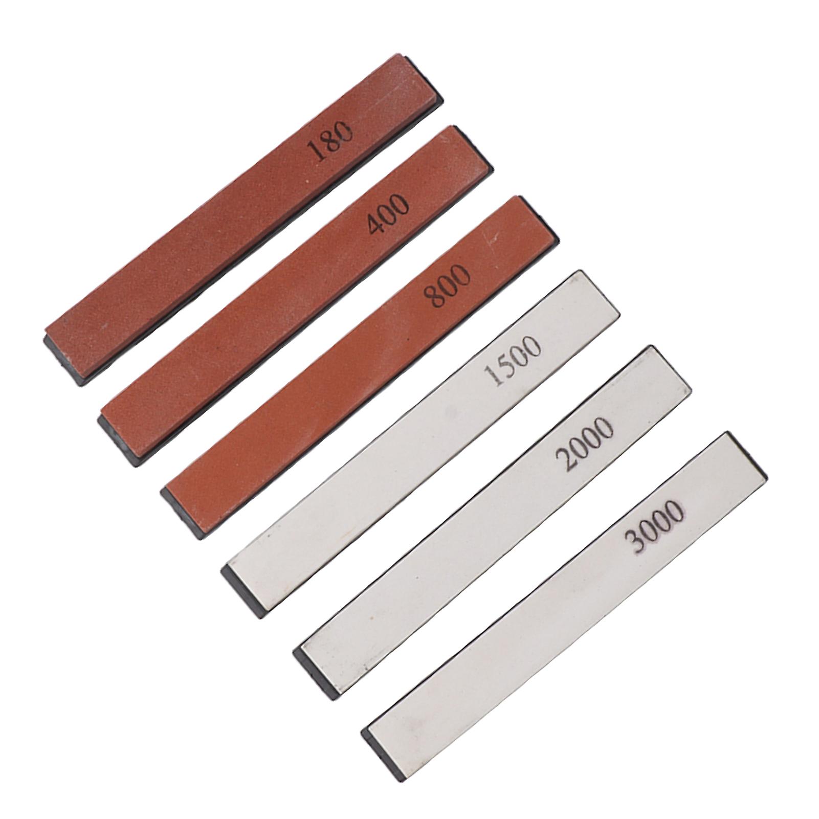 6PCS Knife Sharpener Stones with Base Angle Guide, 150x20x7mm