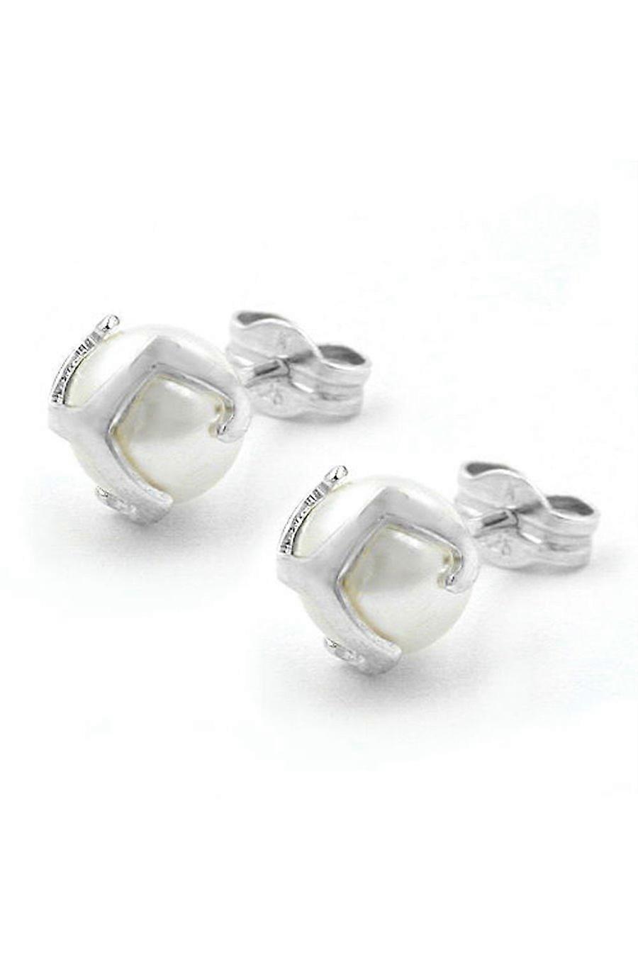Earrings White Bead 6mm Silver 925 - Gl91700