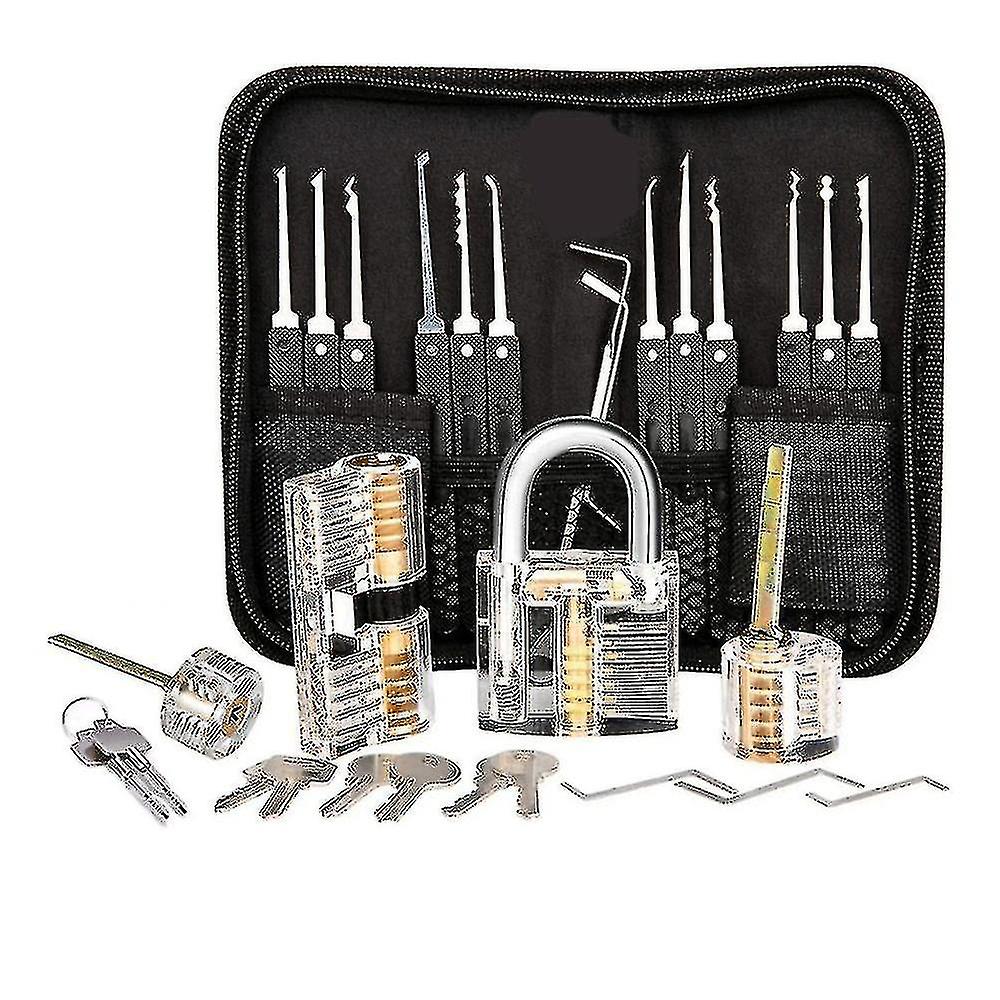 Lock Picking Kit, 25-piece Lock Picking Kit, Practice Tools With 3 Clear Locks_a-YO