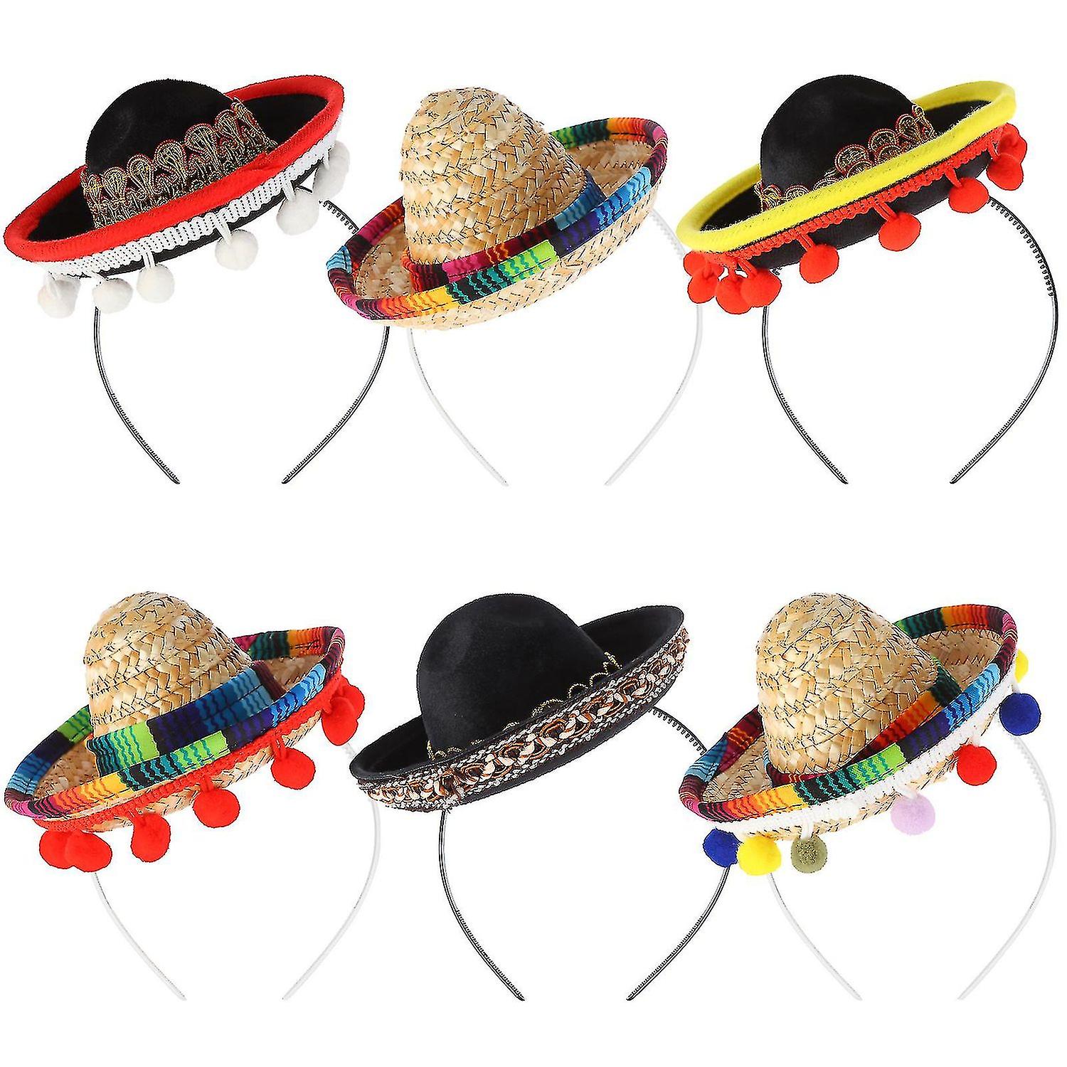 6 قطع ميني المكسيكية القبعات Sombrero حزب القبعات البسيطة قبعة القش لكرنفال العيد