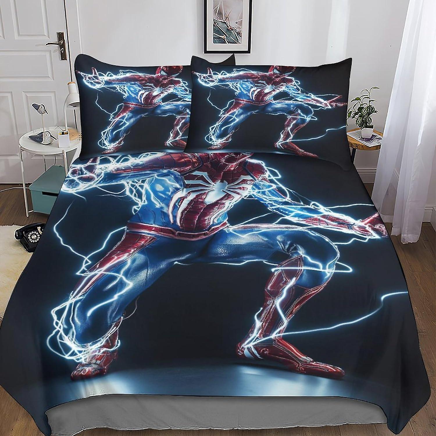 DSJackson Spider-Man 3 Pieces Duvet Cover 3D Print Movies Film Quilt Cover Bedding Set with Microfiber with Hidden Zipper Closure with Pillowcases Kid