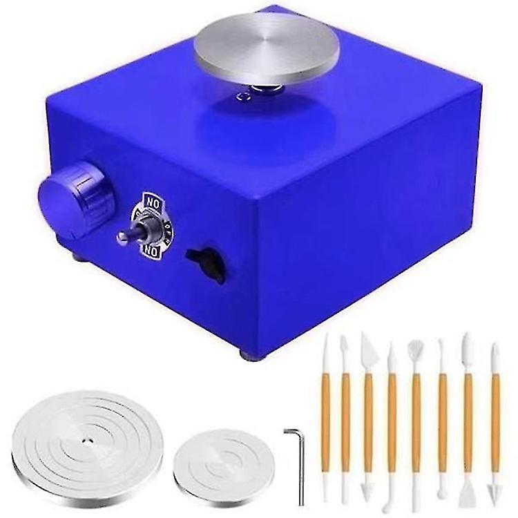 Ceramic Wheel Adjustable Speed Clay Machines Electric Sculpting Kits With 2 Turntables Trays And 9pcs Tools For Art Craft Work Molding Gift And Home D
