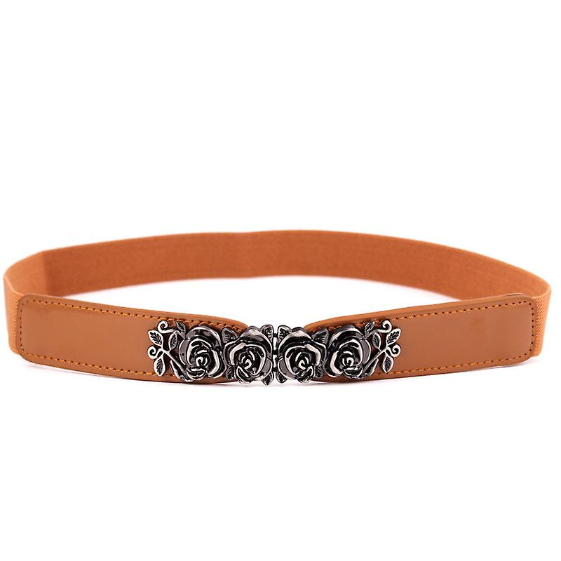 Women Belts Autumn And Winter Wild Waist Seal Rose Imitation Leather Waist Decorations Vintage Matching Elastic Thin Belt