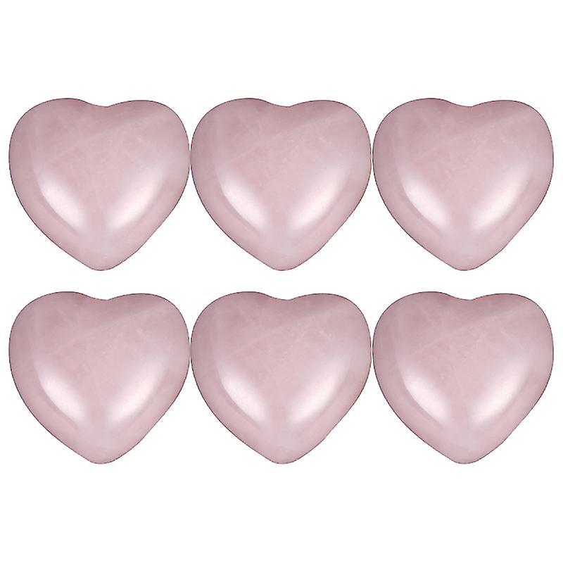 6pcs Heart Shaped Pink Crystal