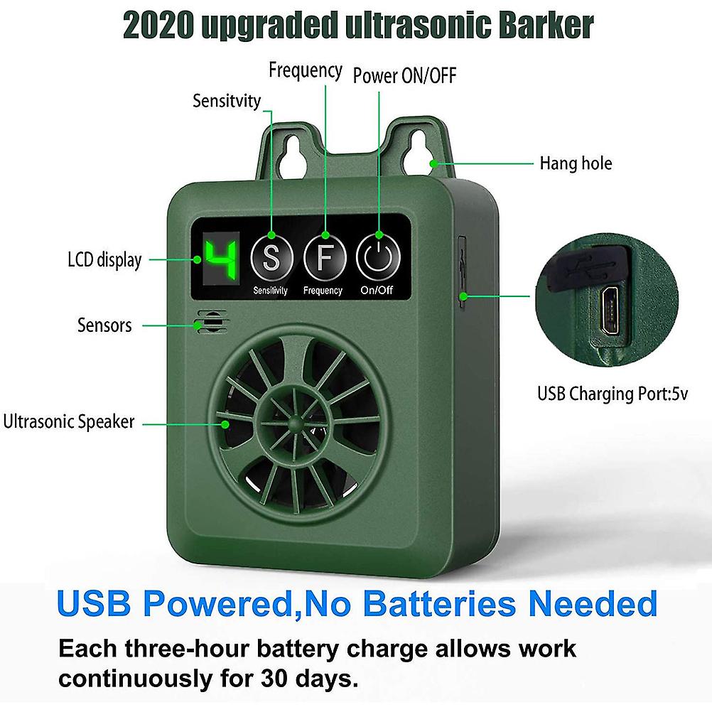 Ultrasonic Anti Barking Device Ultrasonic Stop Barking Device with 4 Sensitivity Adjustable Levels USB Rechargeable Dog Bark Control